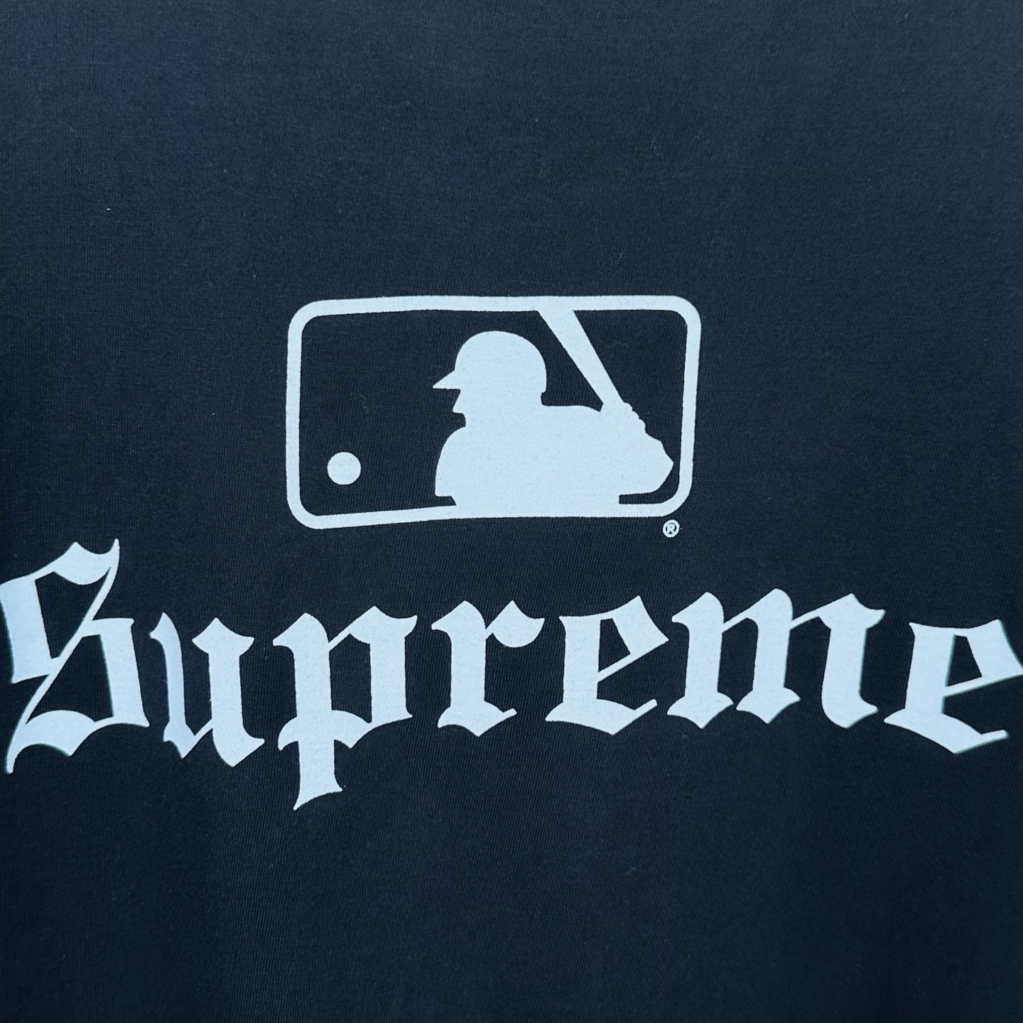 SUPREME x MLB 联名款 NEW YORK YANKEES TEE   字母 印花 logo圆领 短袖T恤 男女同款 黑色 白色   