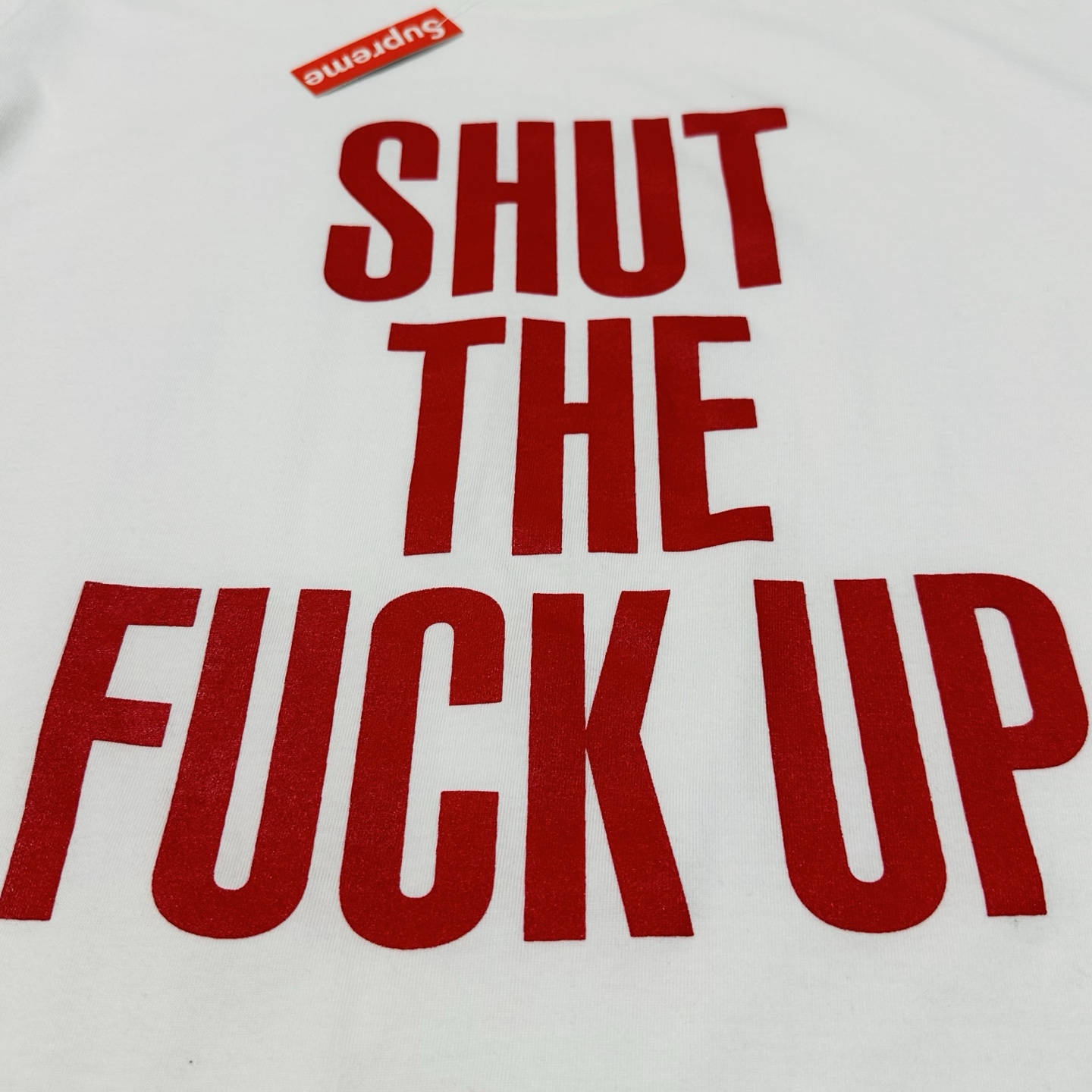 闭嘴T恤 SUPREME X NUMBER （N）INE 联名款 SHUT UP TEE 英文字母 印花 logo圆领 短袖T恤 男女同款 黑色 白色   
