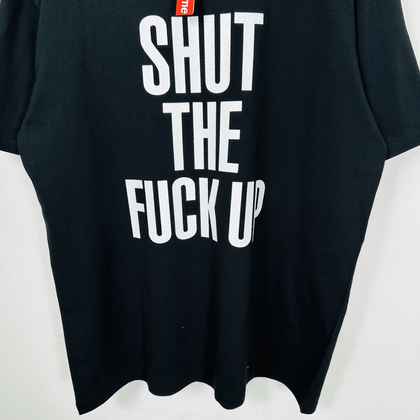 闭嘴T恤 SUPREME X NUMBER （N）INE 联名款 SHUT UP TEE 英文字母 印花 logo圆领 短袖T恤 男女同款 黑色 白色   