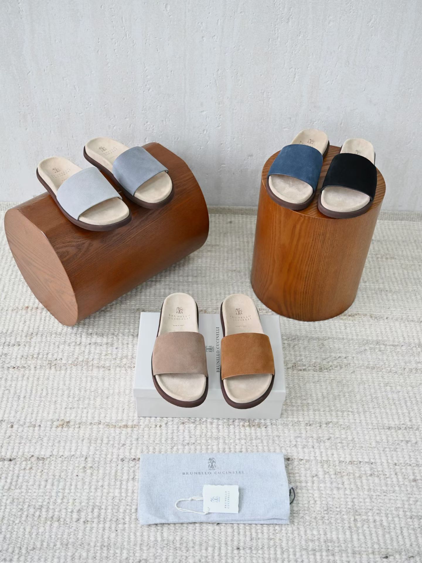 BC Brunello Cucinelli - Premium Suede Summer Slides Handmade Edition