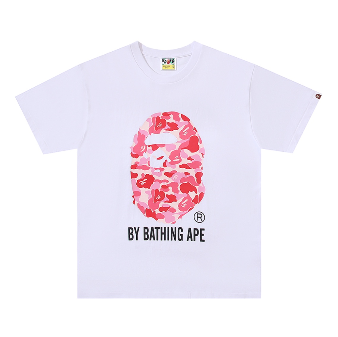 A BATHING APEA Bape  迷彩猿人字母印花宽松圆领 短袖 T恤 文字大彩头
