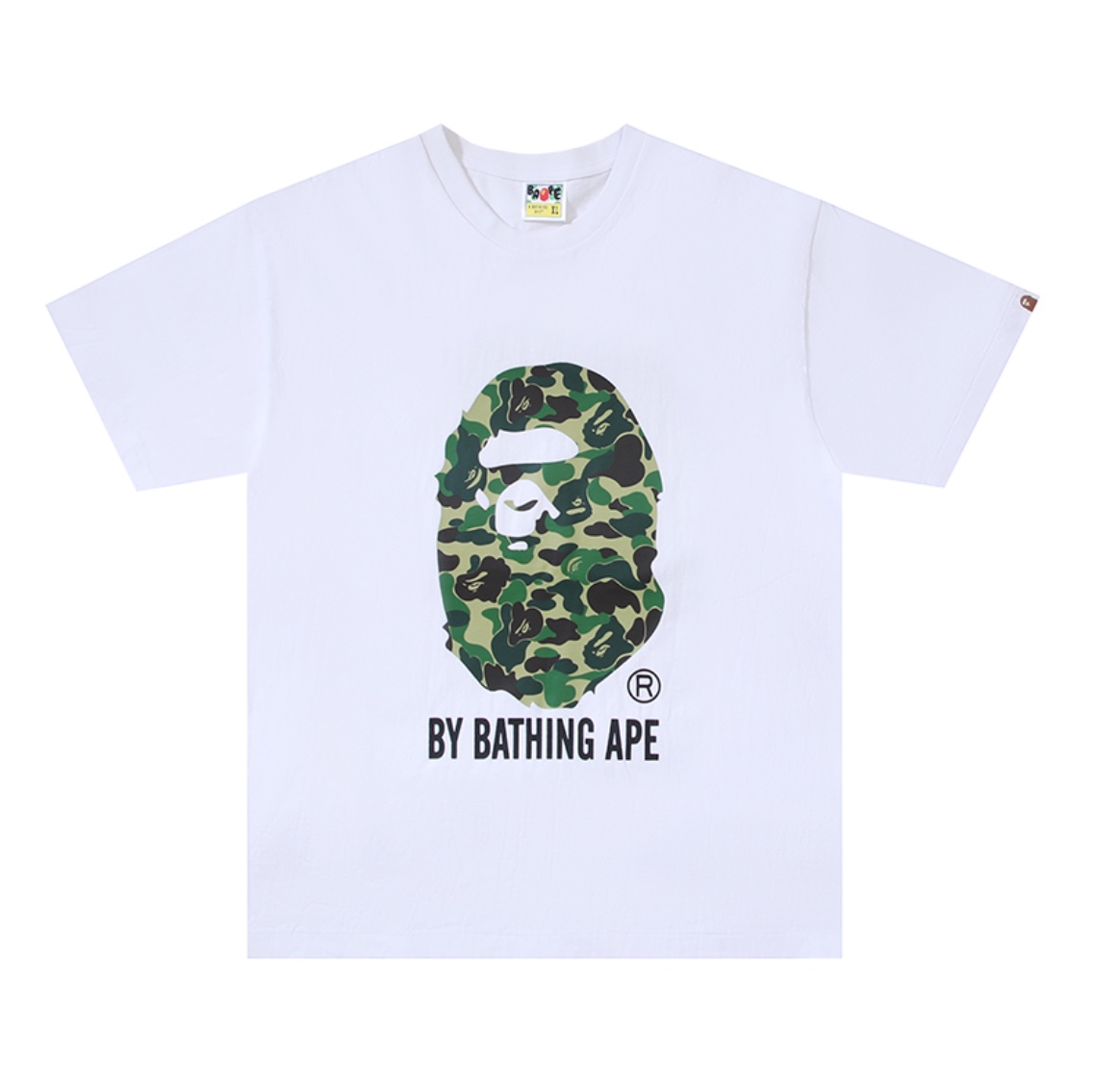 A BATHING APEA Bape  迷彩猿人字母印花宽松圆领 短袖 T恤 文字大彩头