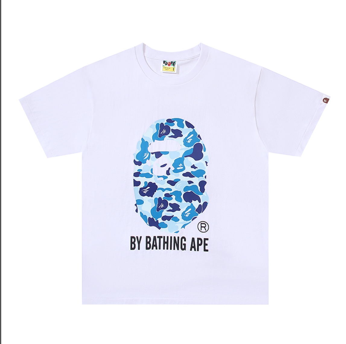 A BATHING APEA Bape  迷彩猿人字母印花宽松圆领 短袖 T恤 文字大彩头