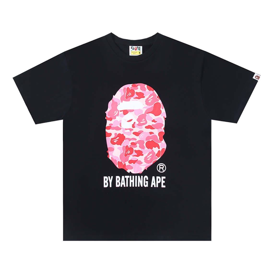 A BATHING APEA Bape  迷彩猿人字母印花宽松圆领 短袖 T恤 文字大彩头