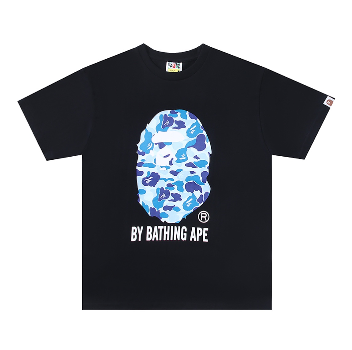 A BATHING APEA Bape  迷彩猿人字母印花宽松圆领 短袖 T恤 文字大彩头
