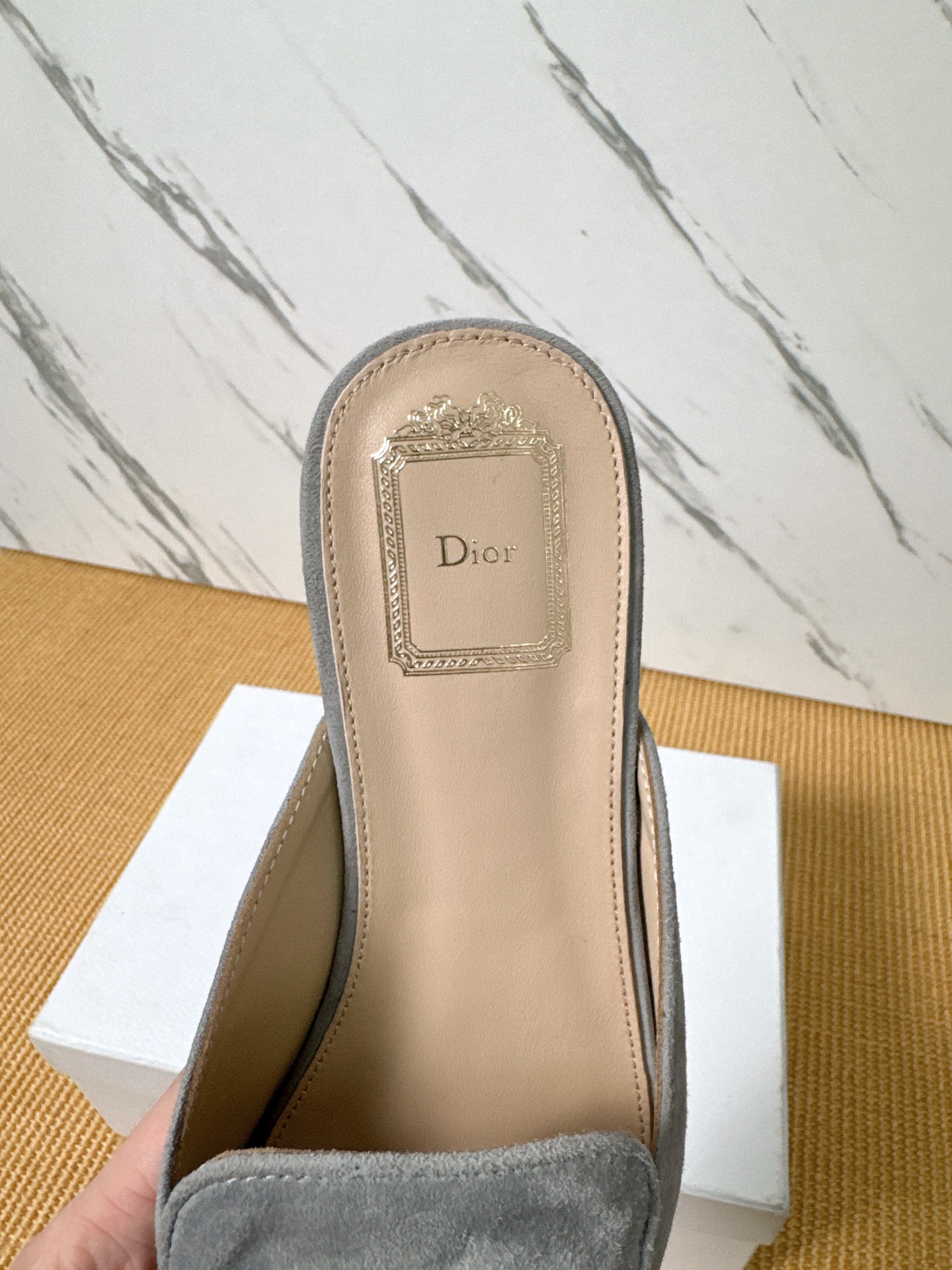 Dior Baby Bow Mules - Premium Lambskin Suede Pointed Toe Slippers with Metal Bow | Luxury European Style