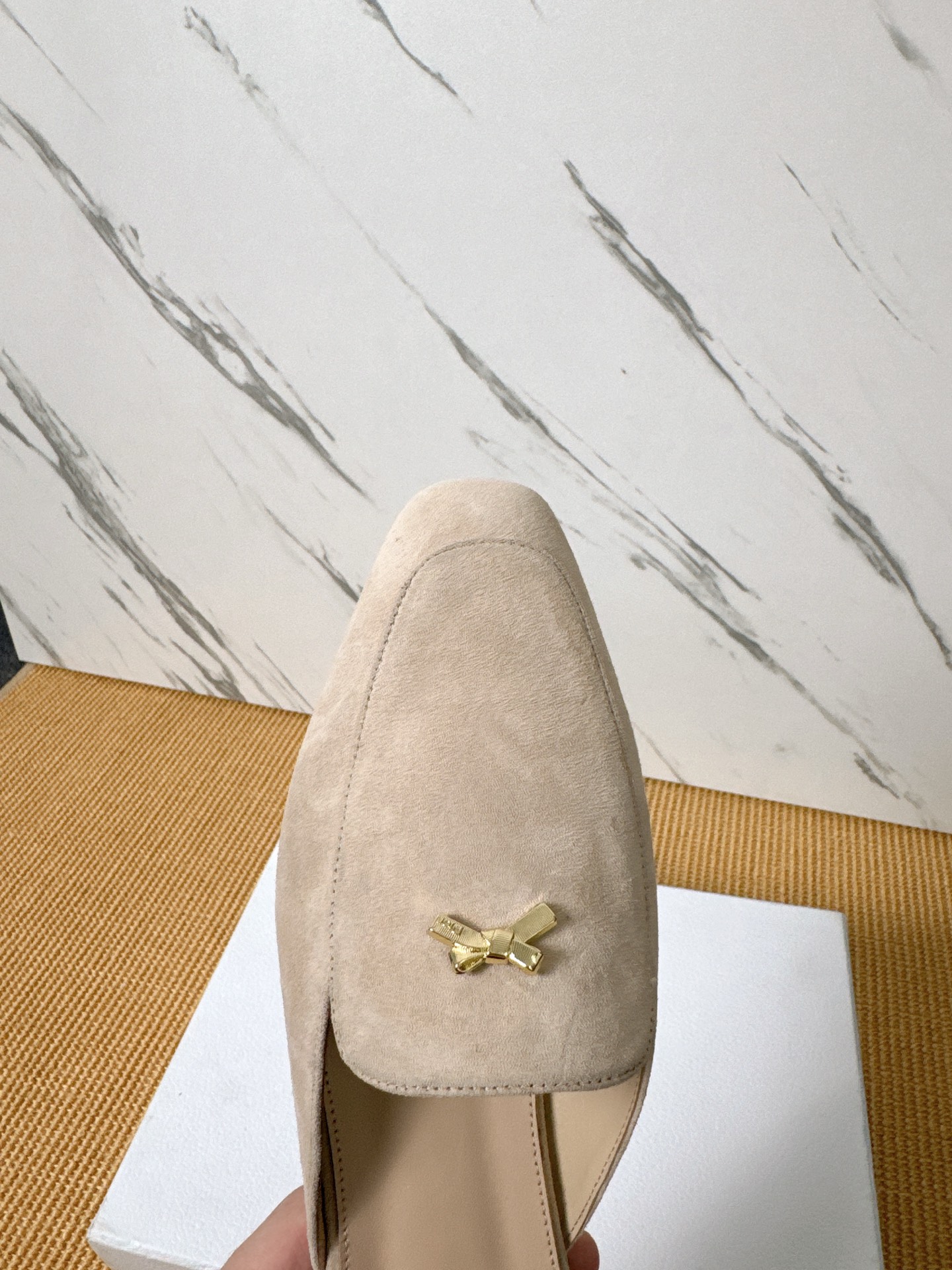 Dior Baby Bow Mules - Premium Lambskin Suede Pointed Toe Slippers with Metal Bow | Luxury European Style