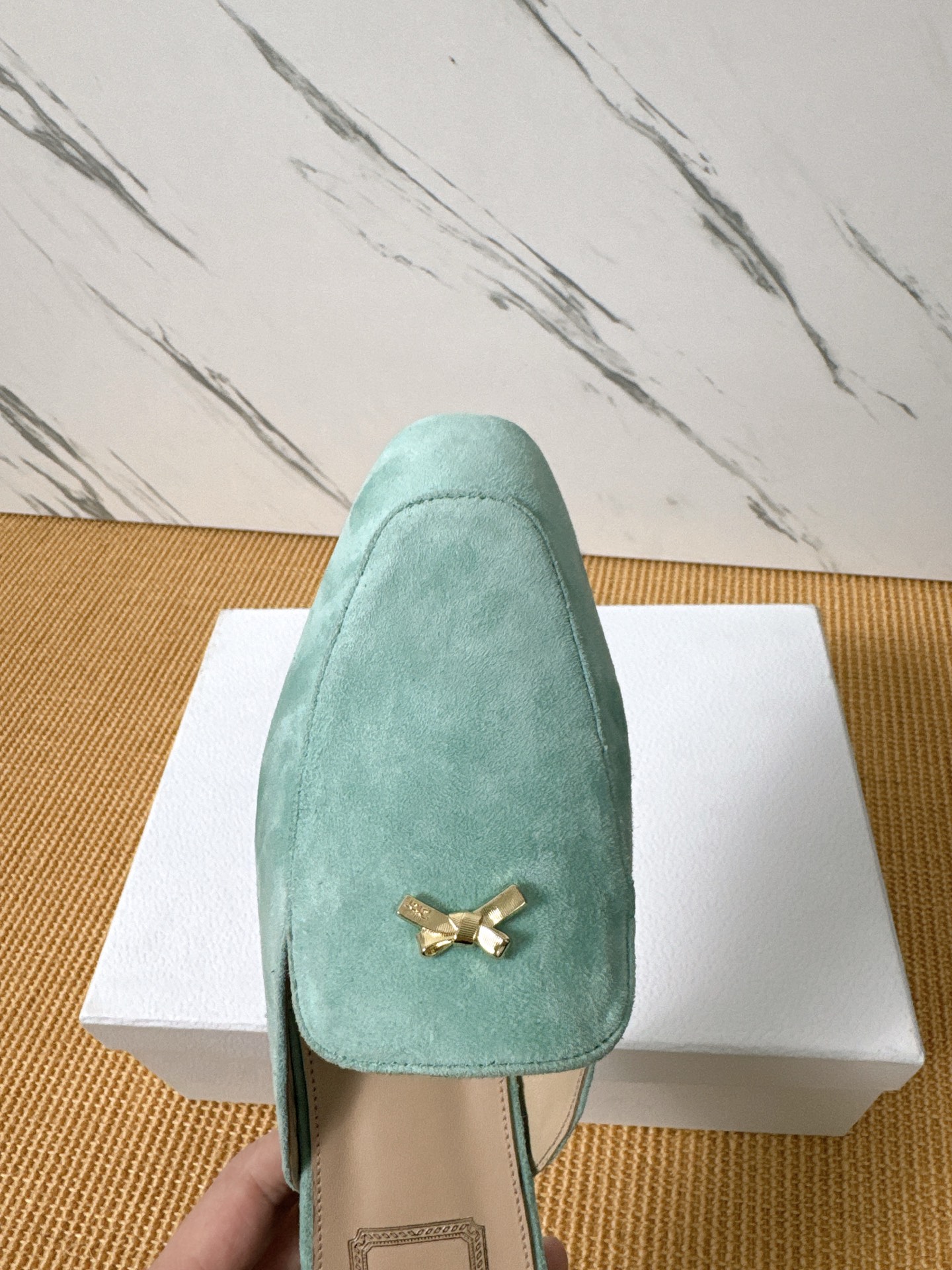 Dior Baby Bow Mules - Premium Lambskin Suede Pointed Toe Slippers with Metal Bow | Luxury European Style