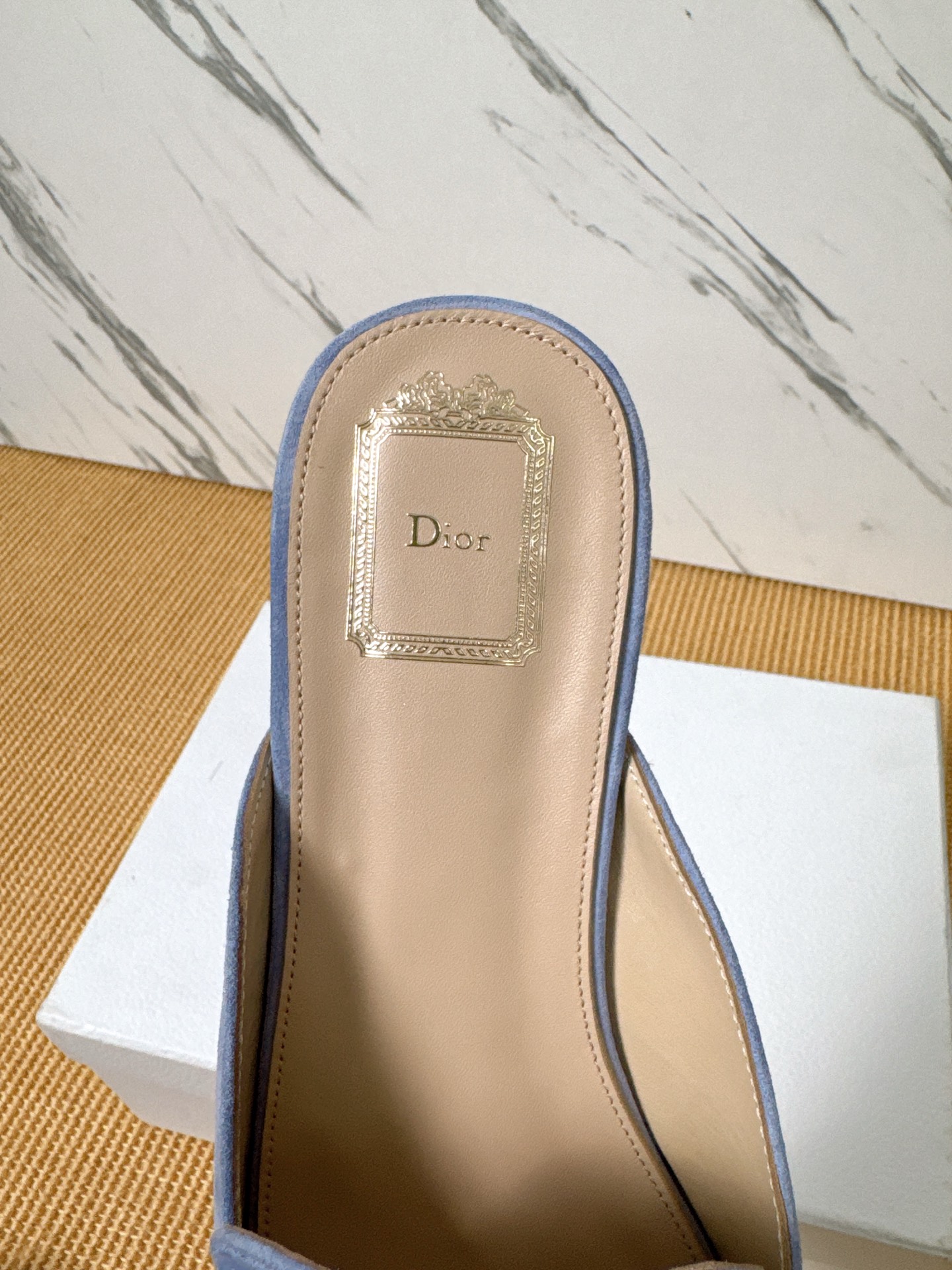 Dior Baby Bow Mules - Premium Lambskin Suede Pointed Toe Slippers with Metal Bow | Luxury European Style