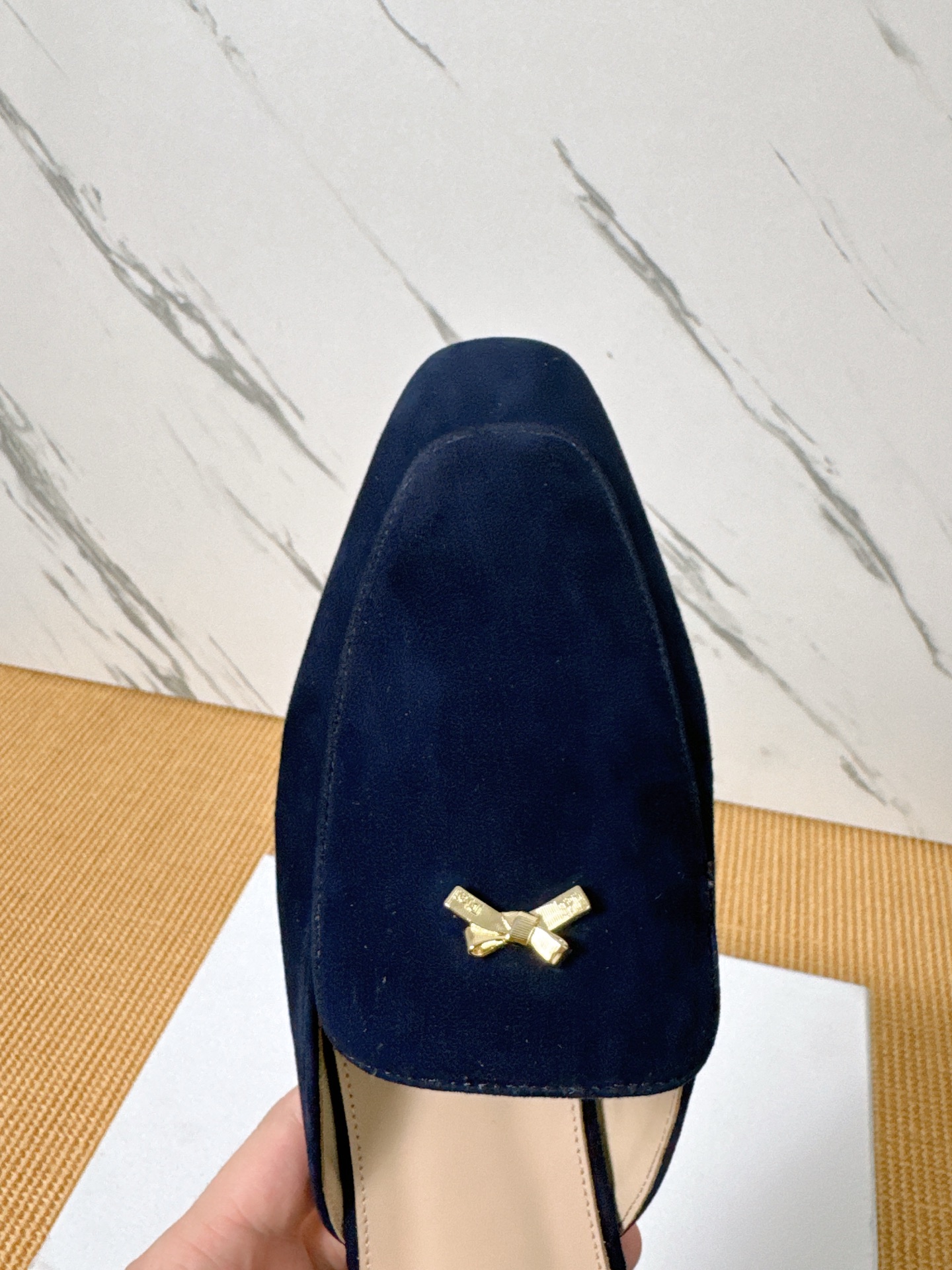 Dior Baby Bow Mules - Premium Lambskin Suede Pointed Toe Slippers with Metal Bow | Luxury European Style