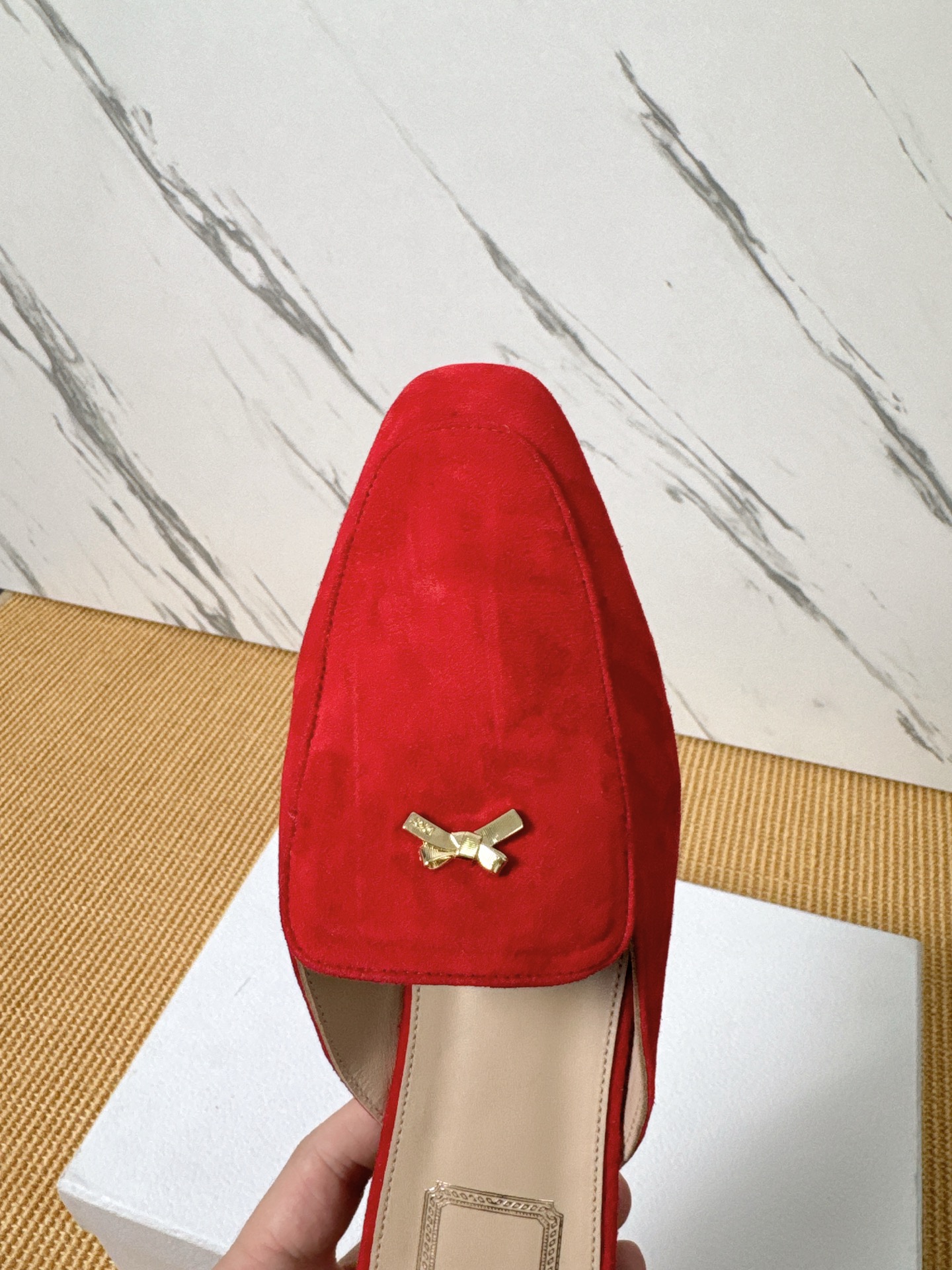 Dior Baby Bow Mules - Premium Lambskin Suede Pointed Toe Slippers with Metal Bow | Luxury European Style