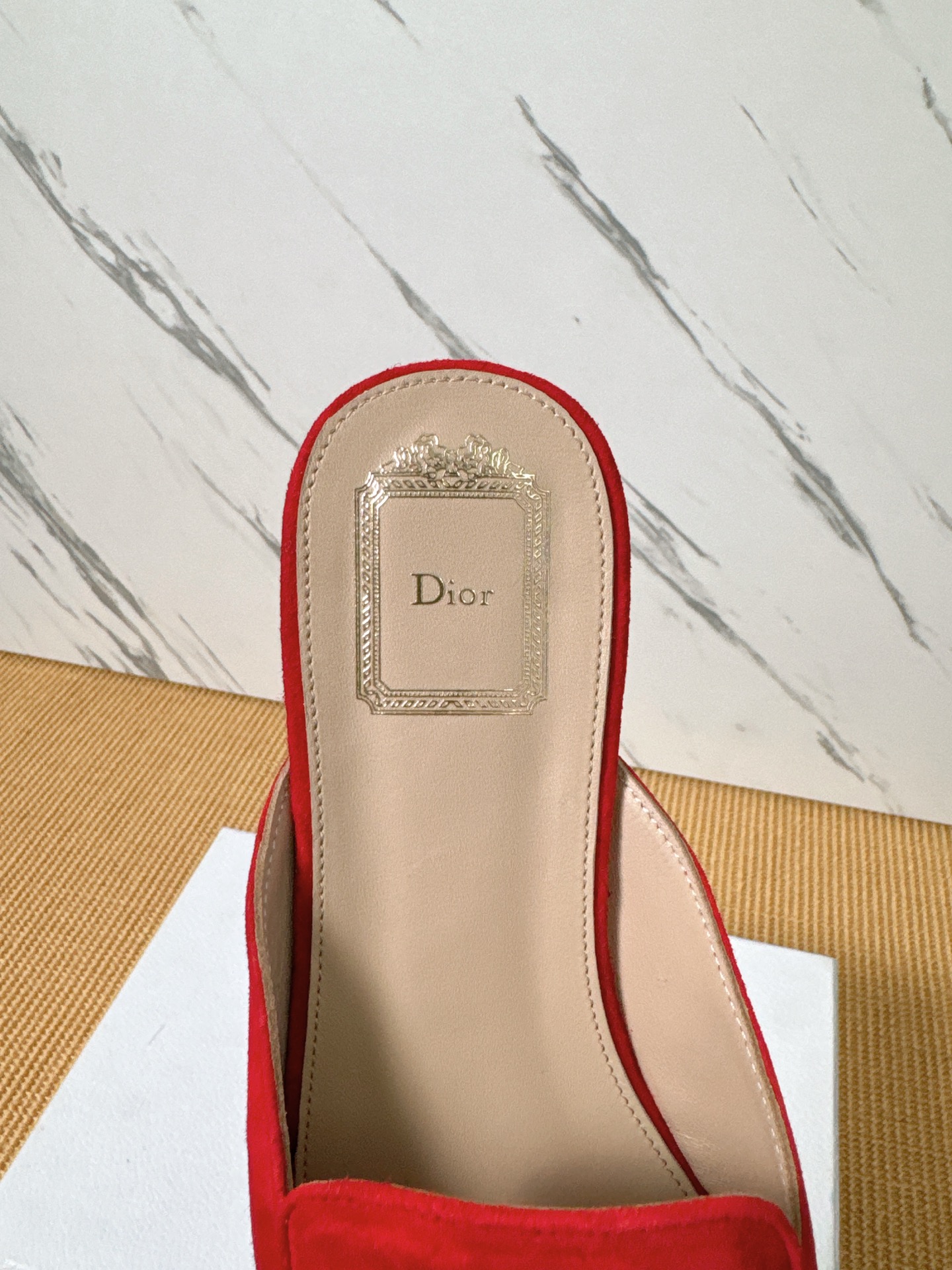 Dior Baby Bow Mules - Premium Lambskin Suede Pointed Toe Slippers with Metal Bow | Luxury European Style
