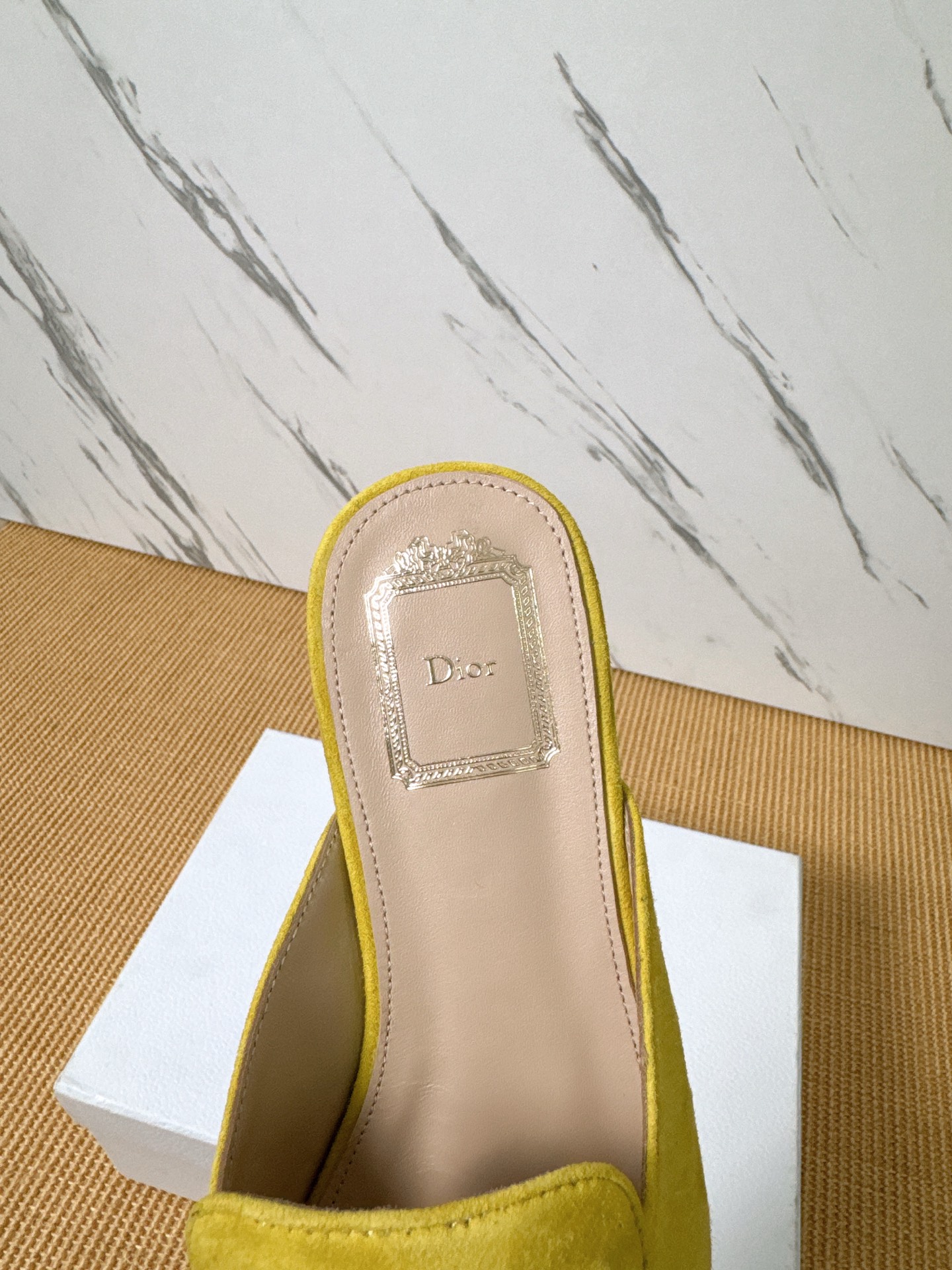 Dior Baby Bow Mules - Premium Lambskin Suede Pointed Toe Slippers with Metal Bow | Luxury European Style