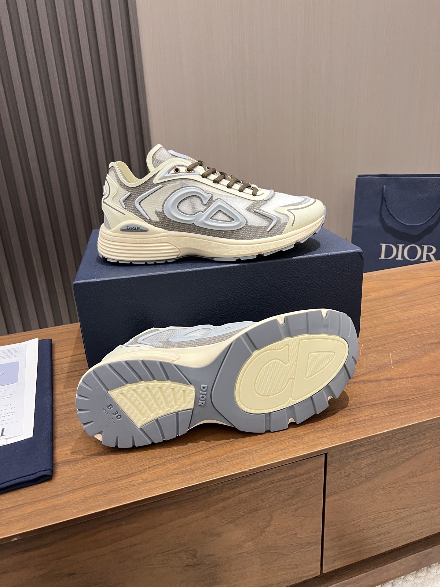  Dior 迪奥 B30 网眼织物  低筒 休闲鞋 运动鞋 板鞋 男鞋 女鞋 C5  网面 米色 3SN342ABF_H106