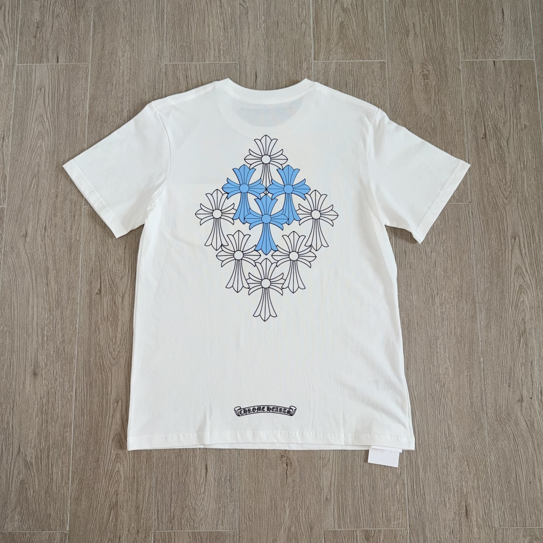 Chrome Hearts CH 克罗心  圆领 短袖 T恤  A0 十字架群印花 黑蓝图案 