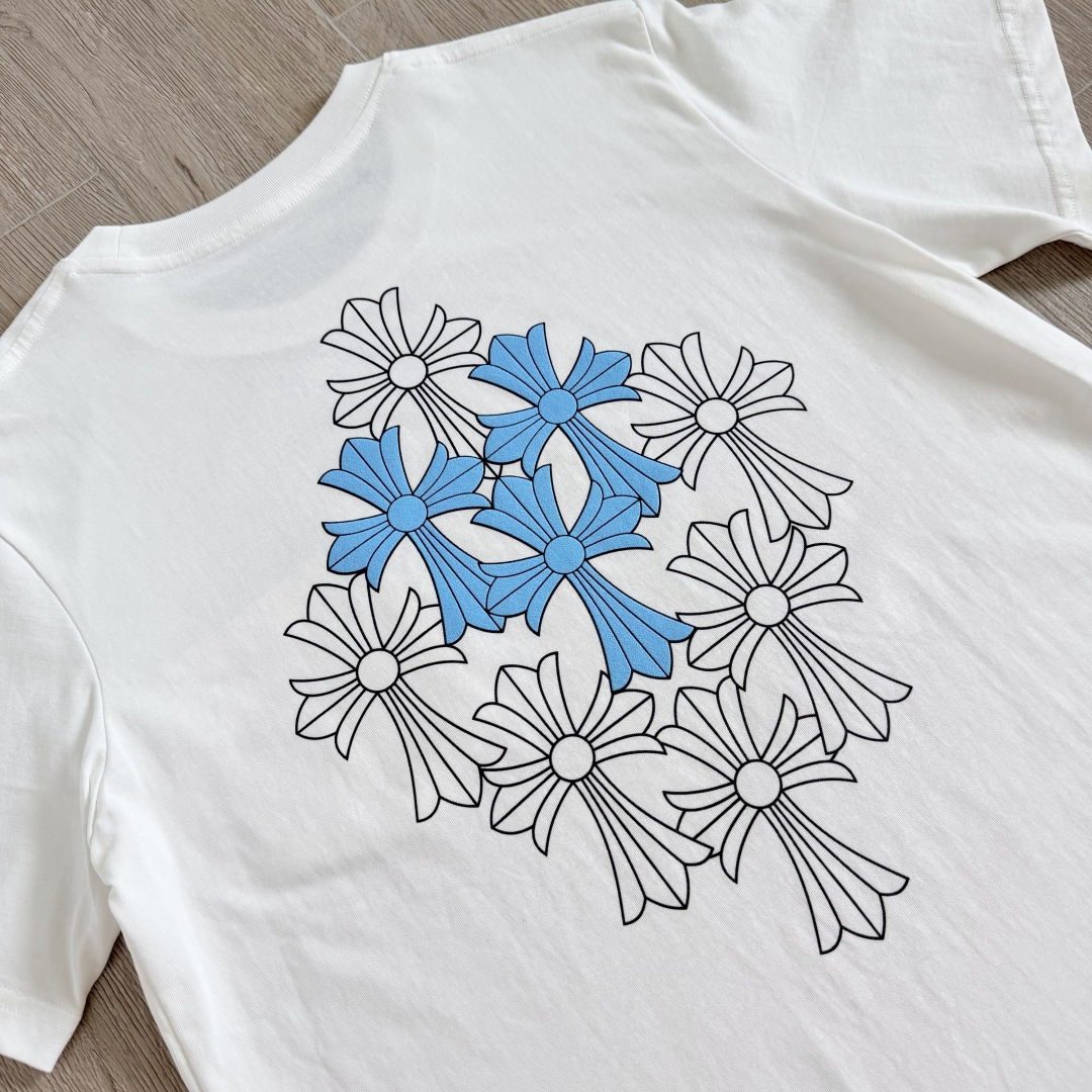 Chrome Hearts CH 克罗心  圆领 短袖 T恤  A0 十字架群印花 黑蓝图案 