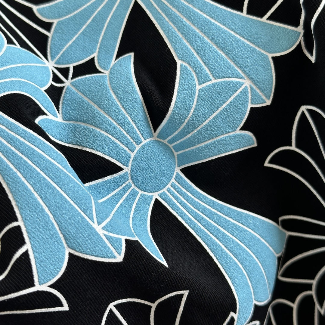 Chrome Hearts CH 克罗心  圆领 短袖 T恤  A0 十字架群印花 黑蓝图案 