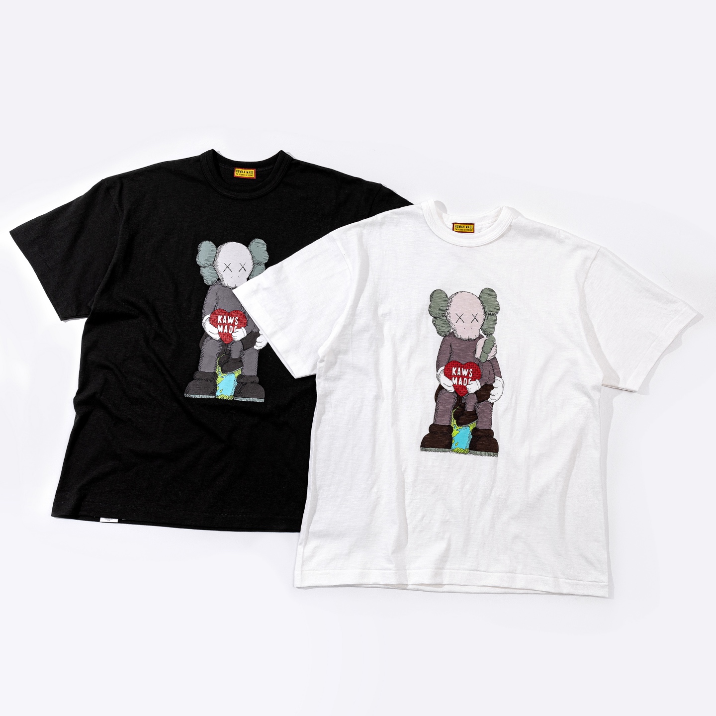 KAWS HUMAN MADE HM 曼谷 竹节棉 印花  圆领 短袖 T恤 男女同款  黑色 白色