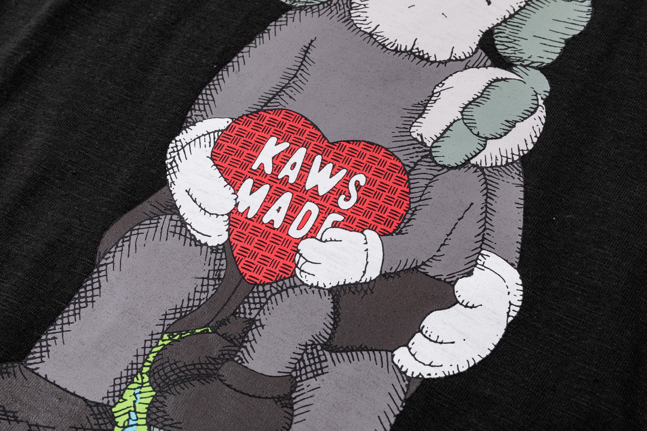 KAWS HUMAN MADE HM 曼谷 竹节棉 印花  圆领 短袖 T恤 男女同款  黑色 白色
