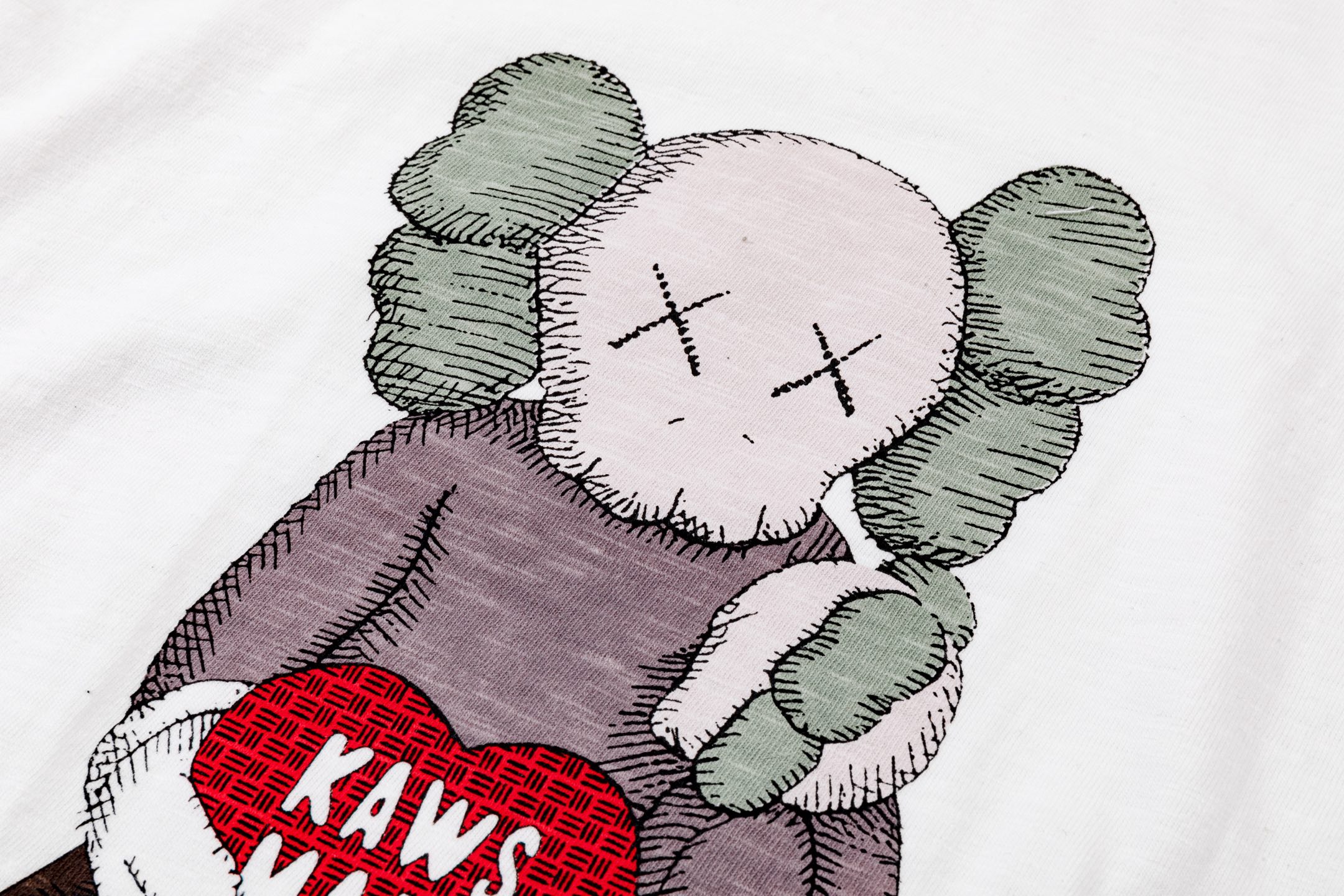 KAWS HUMAN MADE HM 曼谷 竹节棉 印花  圆领 短袖 T恤 男女同款  黑色 白色