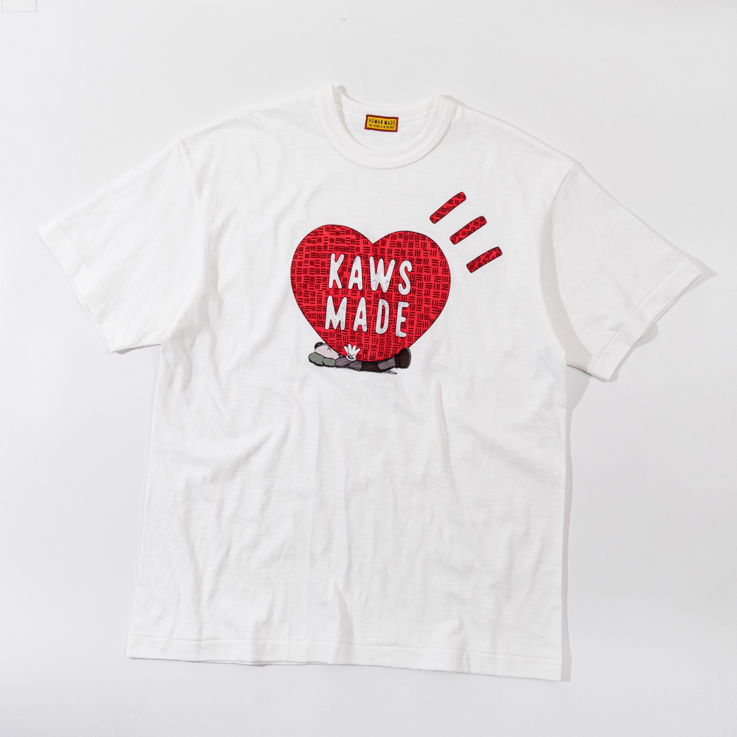 KAWS HUMAN MADE HM 竹节棉 印花  圆领 短袖 T恤 男女同款  黑色 白色 曼谷开业 爱心  