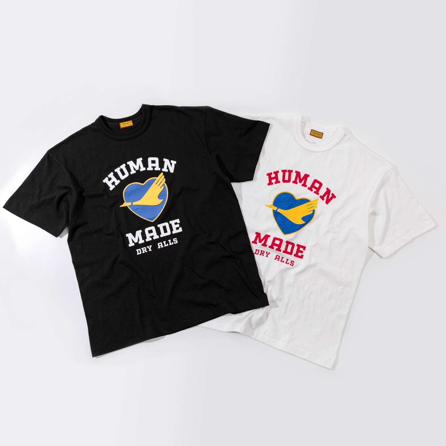 HUMAN MADE HM 竹节棉 印花  圆领 短袖 T恤 男女同款  黑色 白色 飞鸭心形logo 