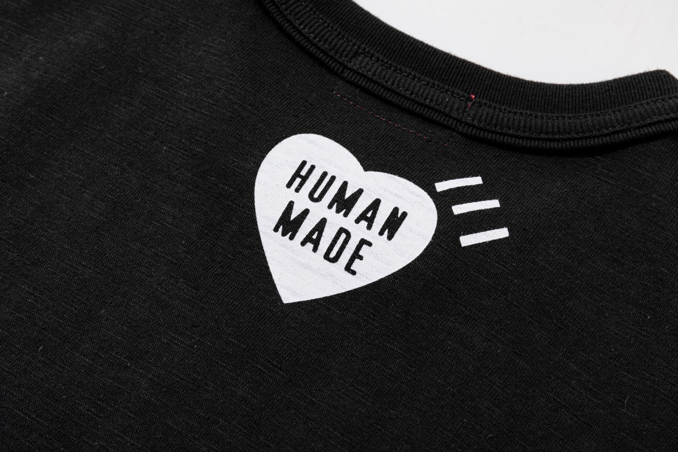 HUMAN MADE HM 竹节棉 印花  圆领 短袖 T恤 男女同款  黑色 白色 飞鸭心形logo 