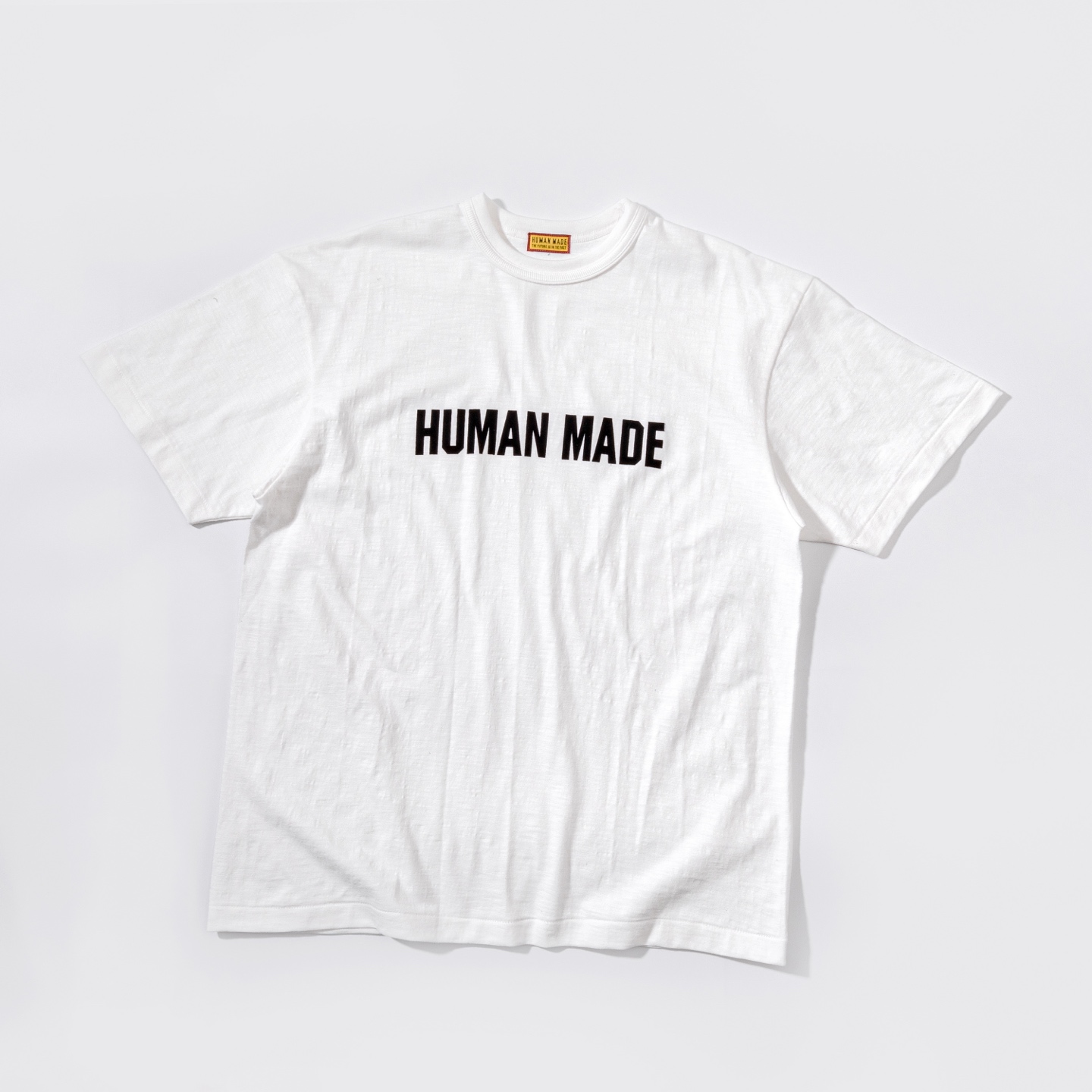 HUMAN MADE HM 竹节棉 印花  圆领 短袖 T恤 男女同款  黑色 白色 植绒印花字母