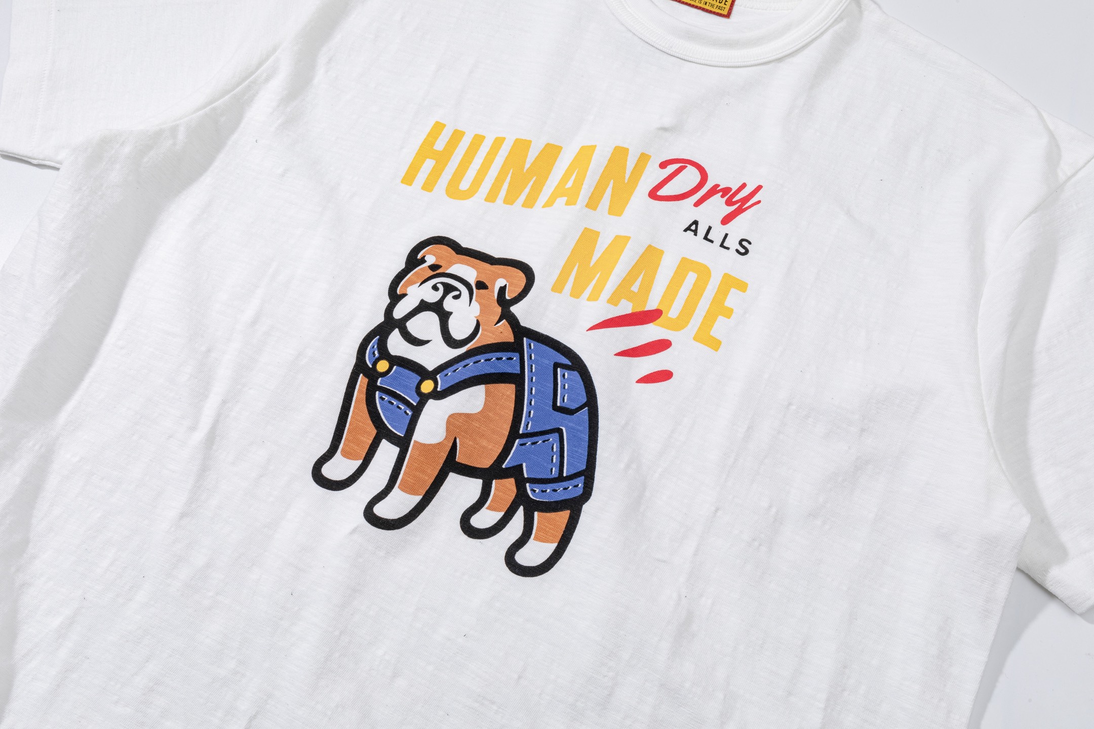 HUMAN MADE HM 竹节棉 印花  圆领 短袖 T恤 男女同款  黑色 白色 斗牛犬字母