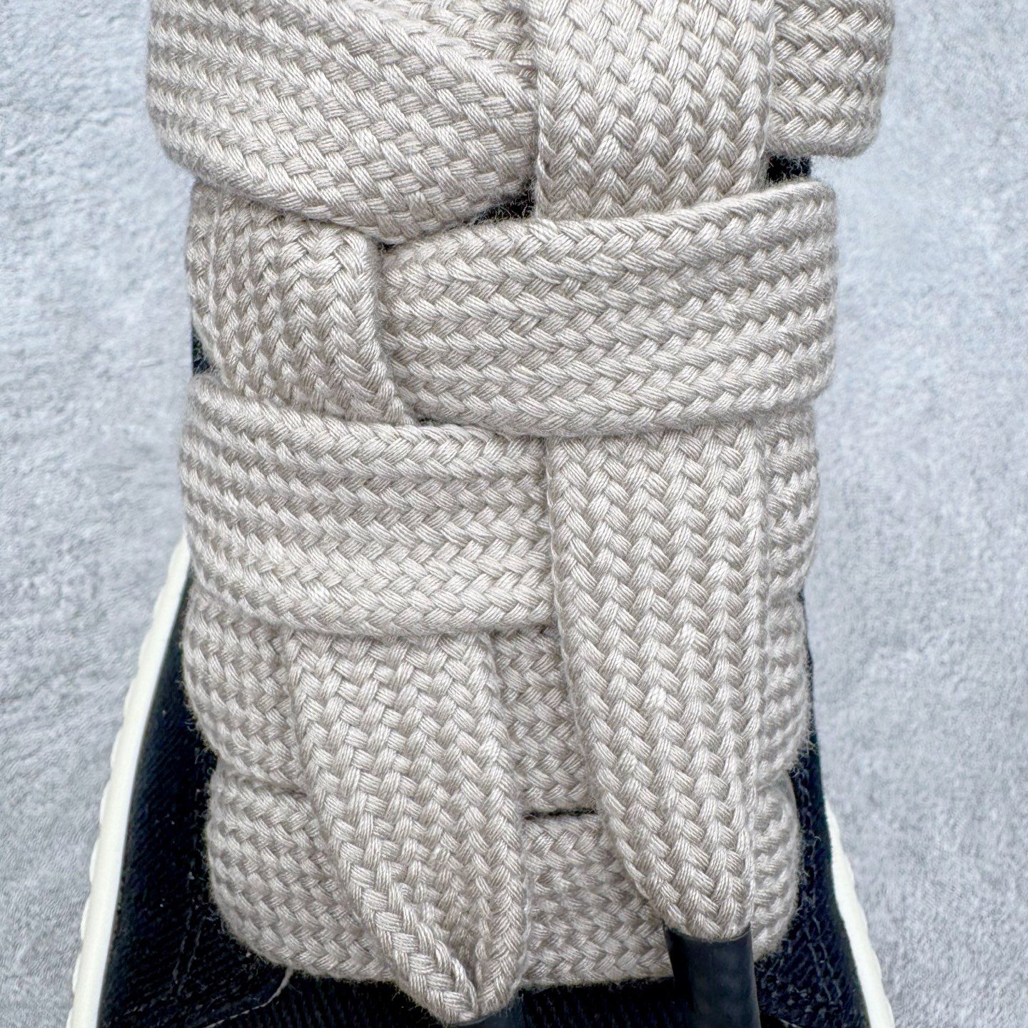 RICK OWENS RO 圆头 高筒  板鞋 休闲鞋 波鞋 男鞋     帆布厚底 粗鞋帶 黑白 DU01F4851DOW