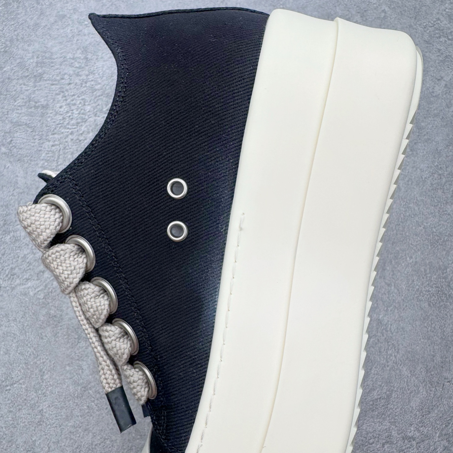 RICK OWENS RO 圆头 高筒  板鞋 休闲鞋 波鞋 男鞋     帆布厚底 粗鞋帶 黑白 DU01F4851DOW