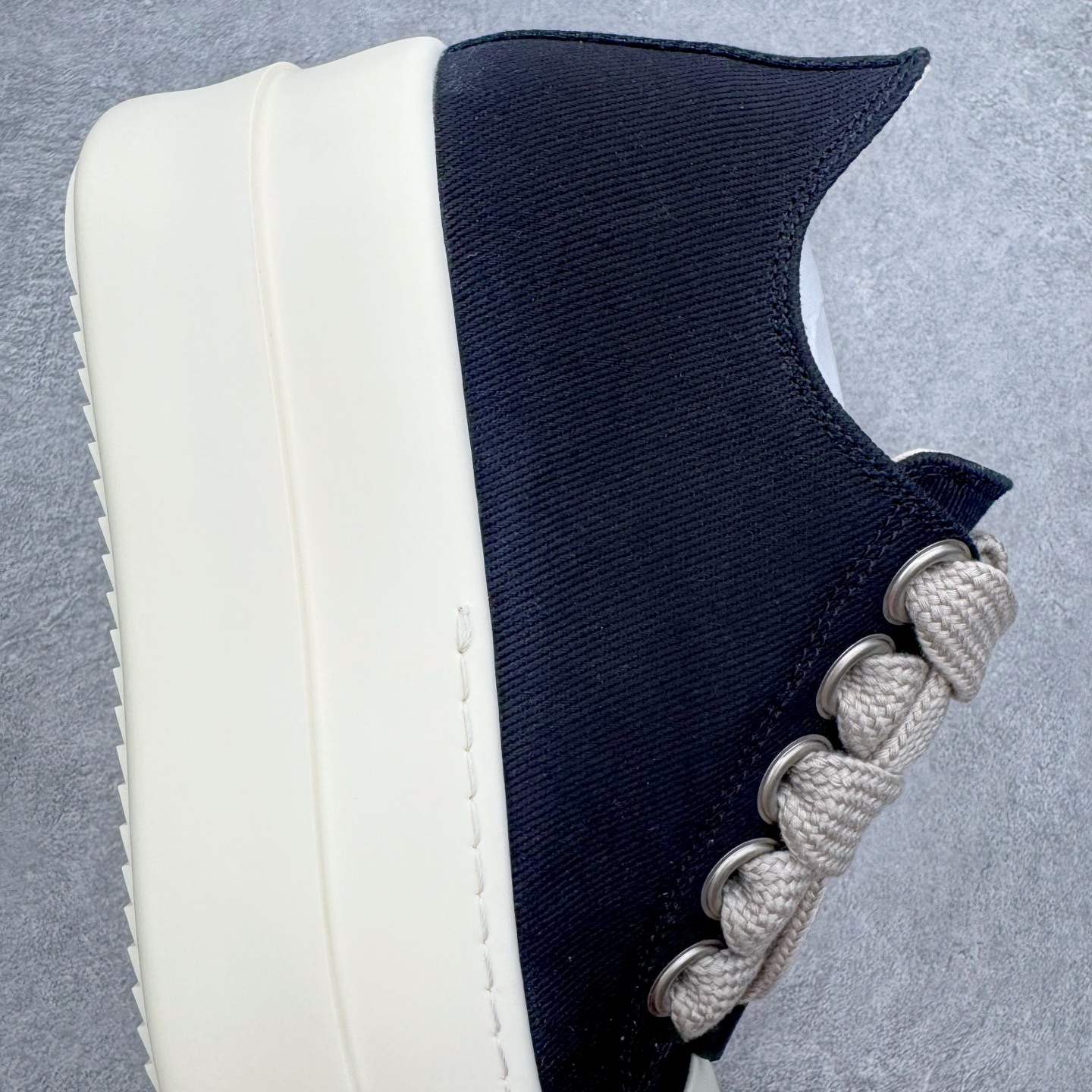 RICK OWENS RO 圆头 高筒  板鞋 休闲鞋 波鞋 男鞋     帆布厚底 粗鞋帶 黑白 DU01F4851DOW