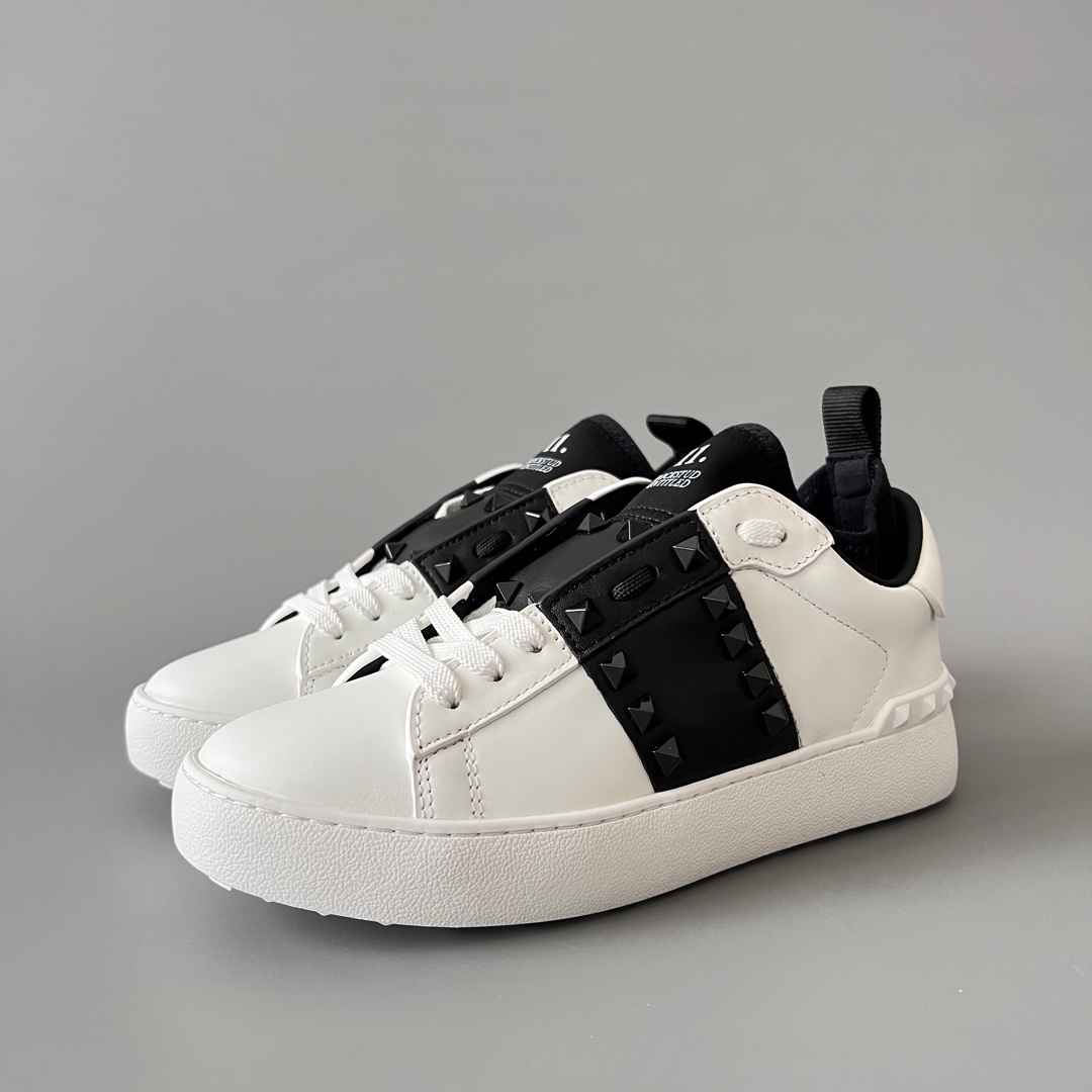 valentino  Rockstud Untitled Unisex Casual Sneakers: Round-Toe, Lace-Up, and Studded