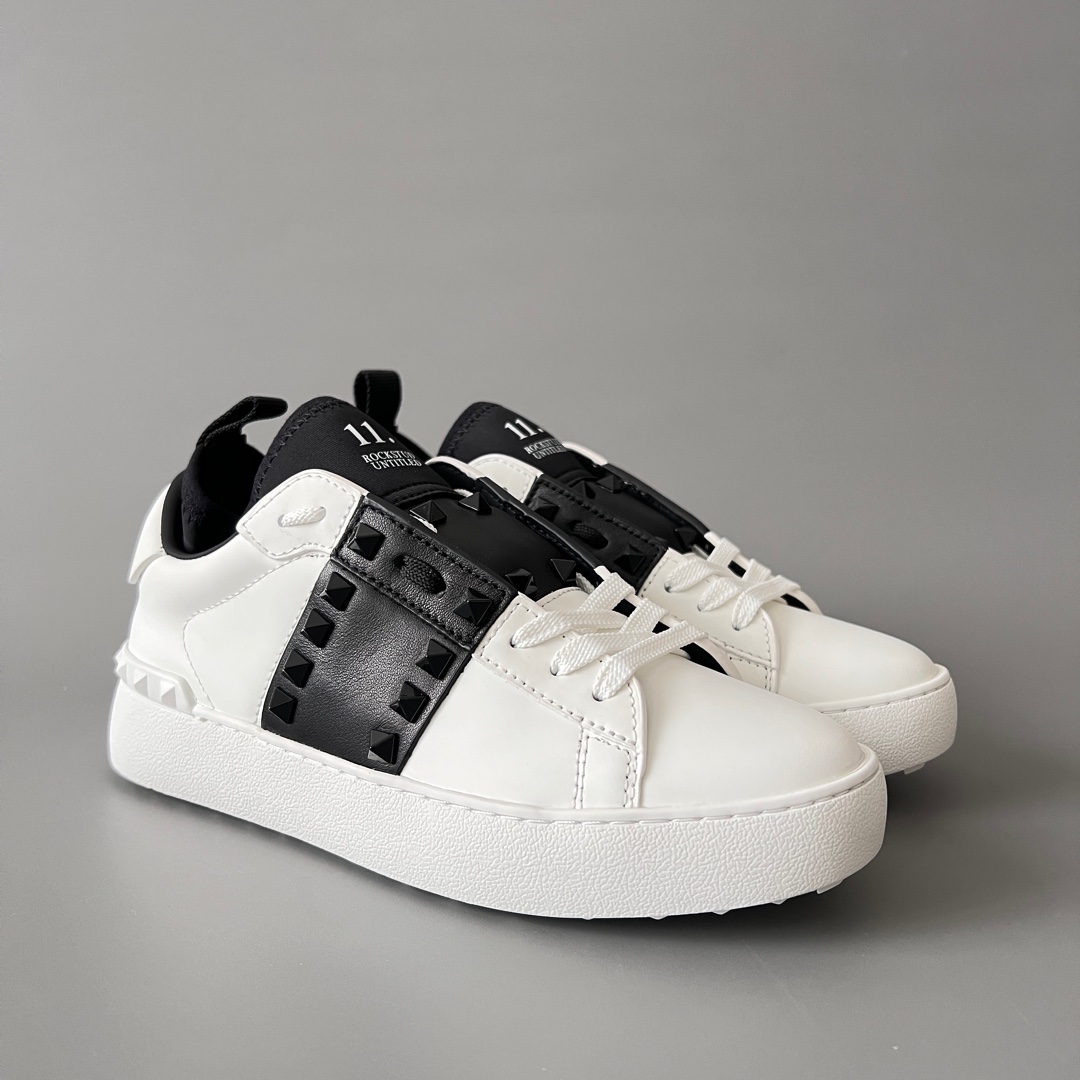 valentino  Rockstud Untitled Unisex Casual Sneakers: Round-Toe, Lace-Up, and Studded