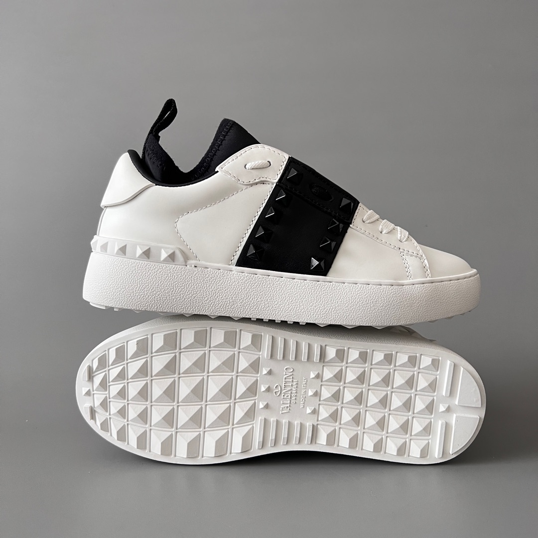 valentino  Rockstud Untitled Unisex Casual Sneakers: Round-Toe, Lace-Up, and Studded