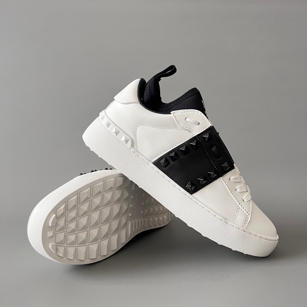 valentino  Rockstud Untitled Unisex Casual Sneakers: Round-Toe, Lace-Up, and Studded