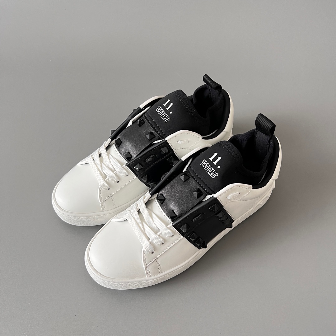 valentino  Rockstud Untitled Unisex Casual Sneakers: Round-Toe, Lace-Up, and Studded