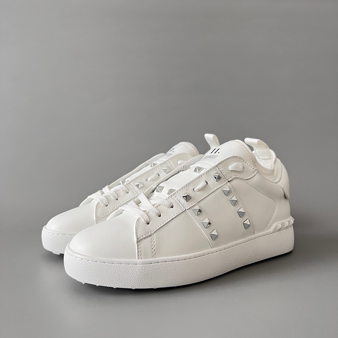 valentino  Rockstud Untitled Unisex Casual Sneakers: Round-Toe, Lace-Up, and Studded