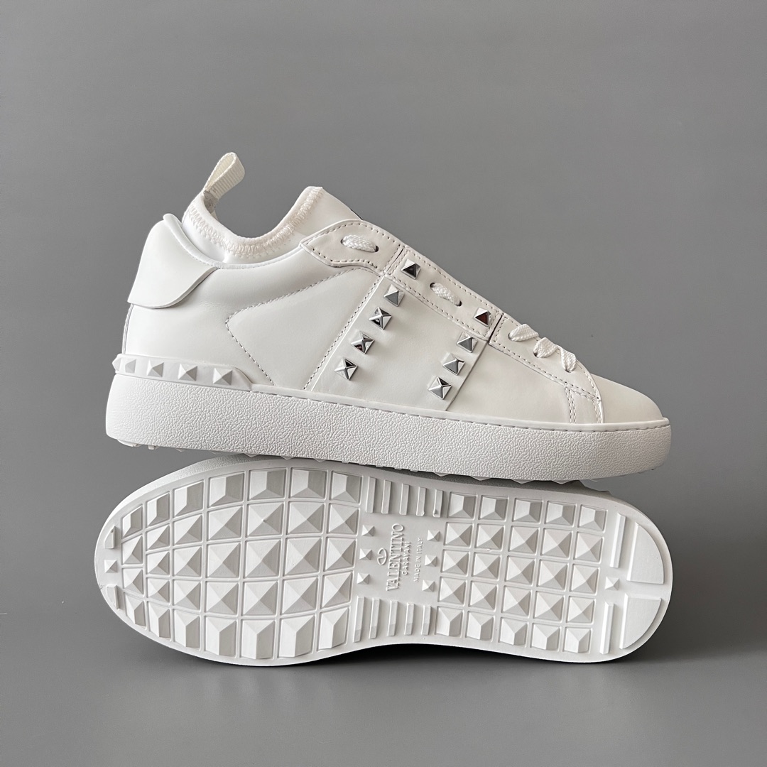 valentino  Rockstud Untitled Unisex Casual Sneakers: Round-Toe, Lace-Up, and Studded