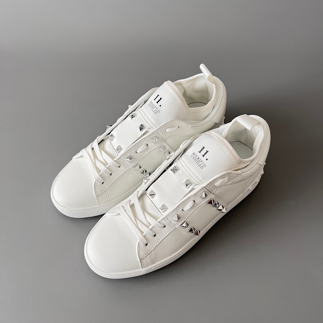 valentino  Rockstud Untitled Unisex Casual Sneakers: Round-Toe, Lace-Up, and Studded