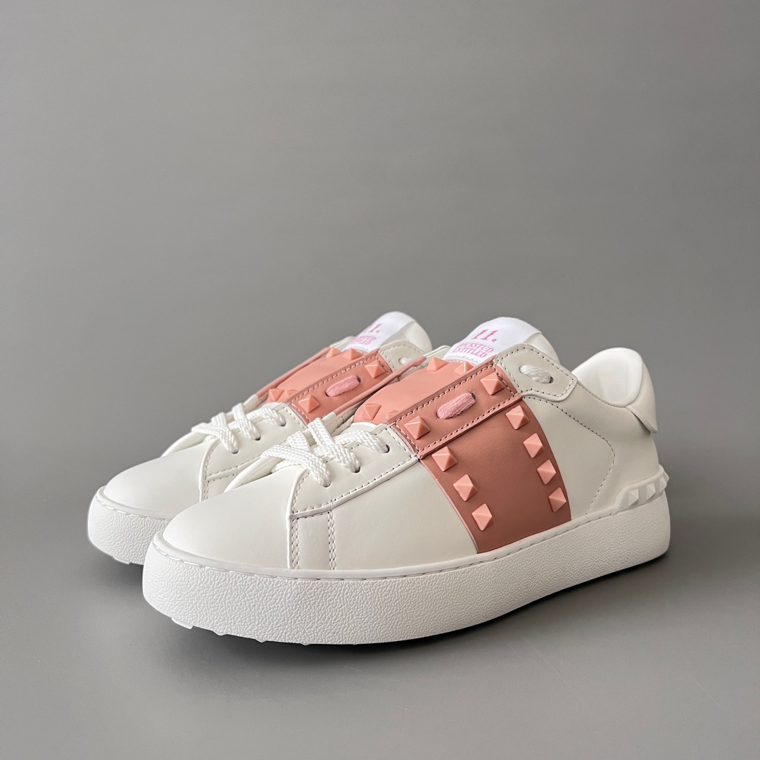 valentino  Rockstud Untitled Unisex Casual Sneakers: Round-Toe, Lace-Up, and Studded