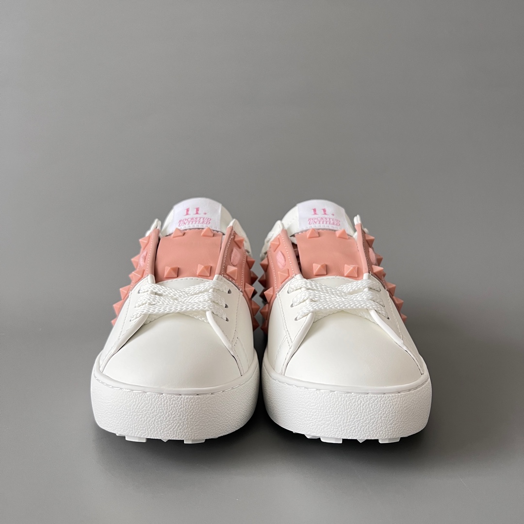valentino  Rockstud Untitled Unisex Casual Sneakers: Round-Toe, Lace-Up, and Studded