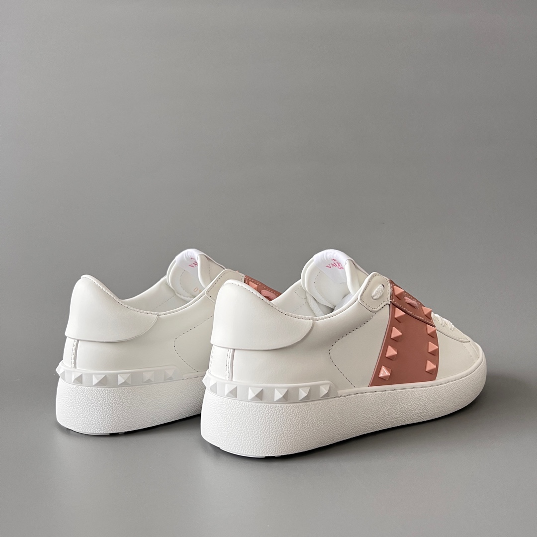 valentino  Rockstud Untitled Unisex Casual Sneakers: Round-Toe, Lace-Up, and Studded
