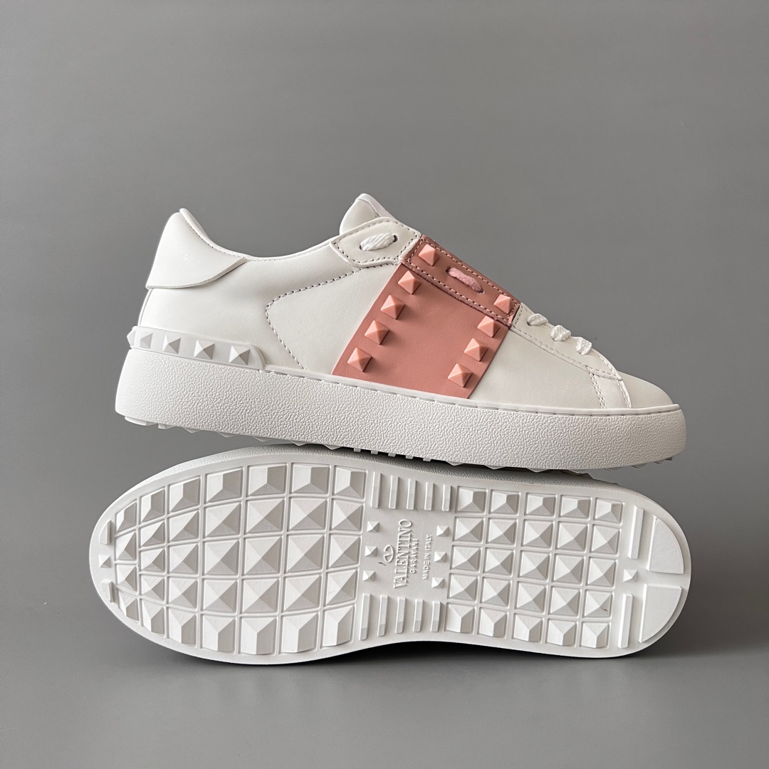 valentino  Rockstud Untitled Unisex Casual Sneakers: Round-Toe, Lace-Up, and Studded