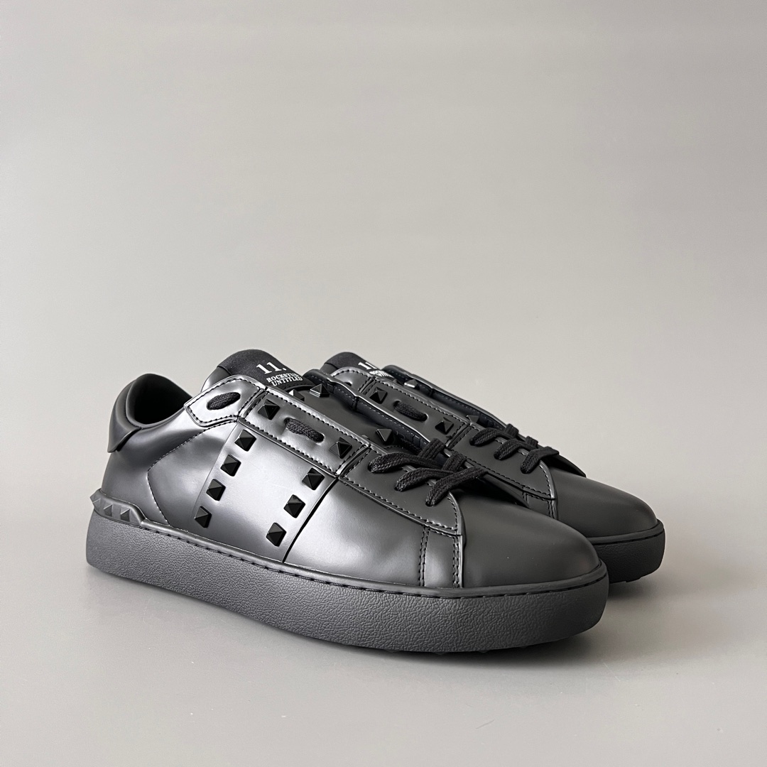 valentino  Rockstud Untitled Unisex Casual Sneakers: Round-Toe, Lace-Up, and Studded