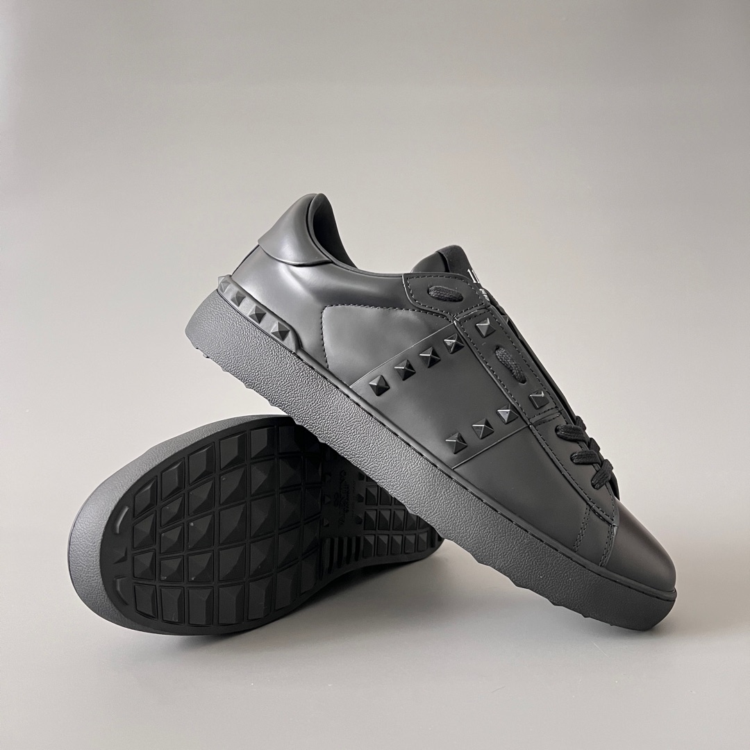 valentino  Rockstud Untitled Unisex Casual Sneakers: Round-Toe, Lace-Up, and Studded