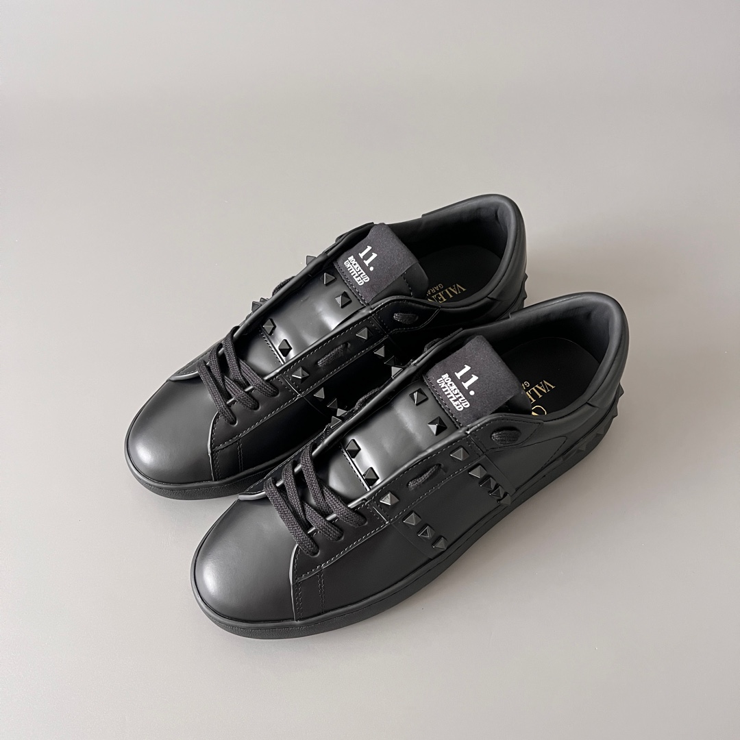 valentino  Rockstud Untitled Unisex Casual Sneakers: Round-Toe, Lace-Up, and Studded