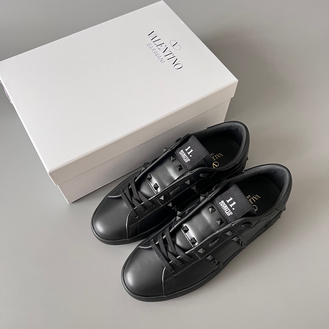 valentino  Rockstud Untitled Unisex Casual Sneakers: Round-Toe, Lace-Up, and Studded