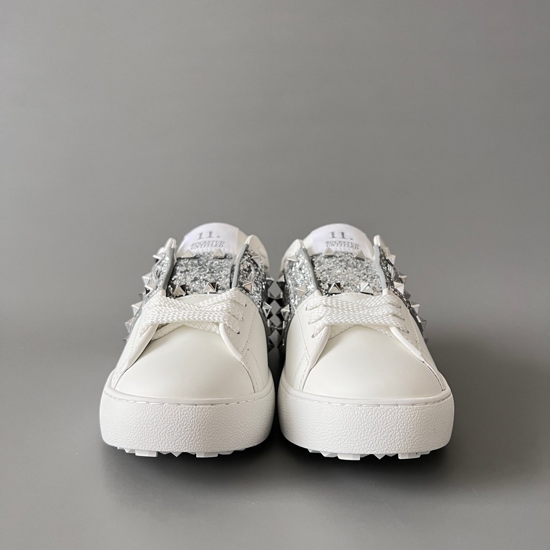 valentino  Rockstud Untitled Unisex Casual Sneakers: Round-Toe, Lace-Up, and Studded