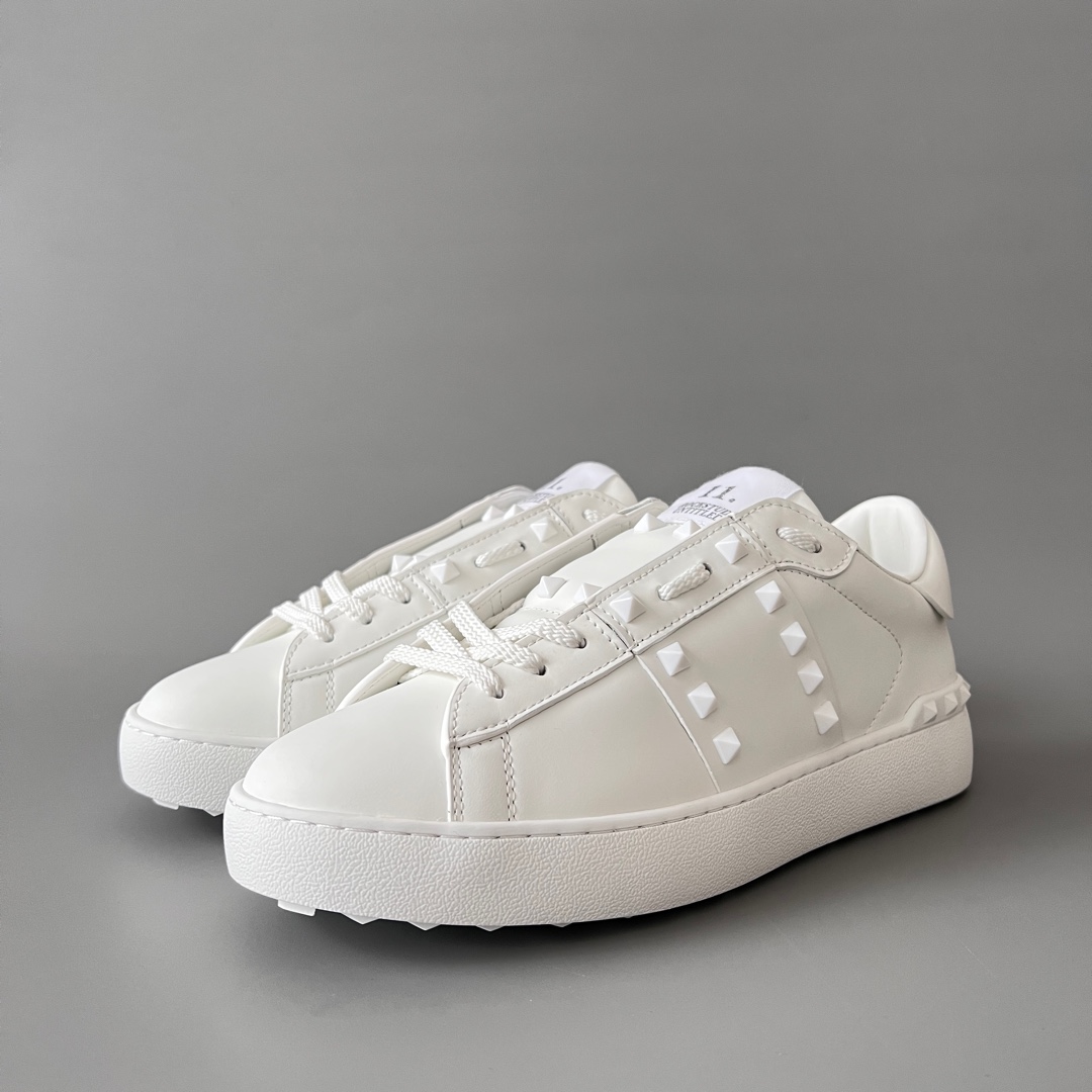 valentino  Rockstud Untitled Unisex Casual Sneakers: Round-Toe, Lace-Up, and Studded